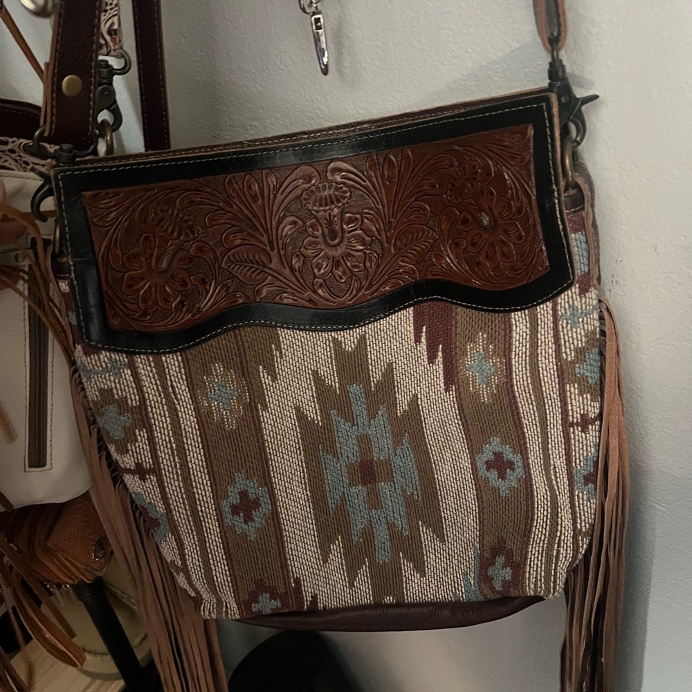 Brown and Tan Patterned Women Bag